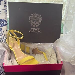 Vince Camuto Yellow Stiletto Heels with Ankle Strap